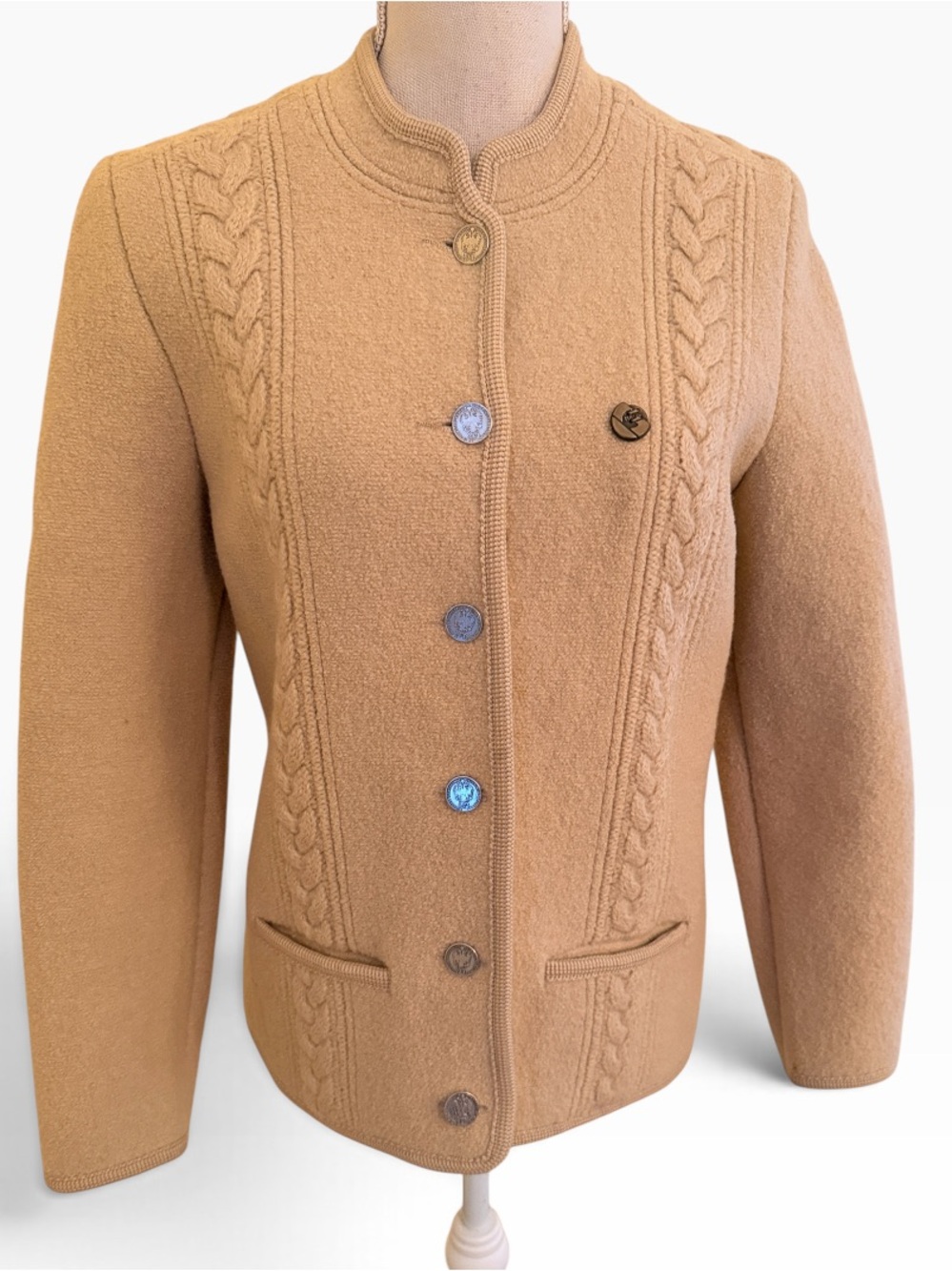 Giesswein Tirol  Camel  Boiled Wool Braid Detail Tyrollean Jacket 38(M)